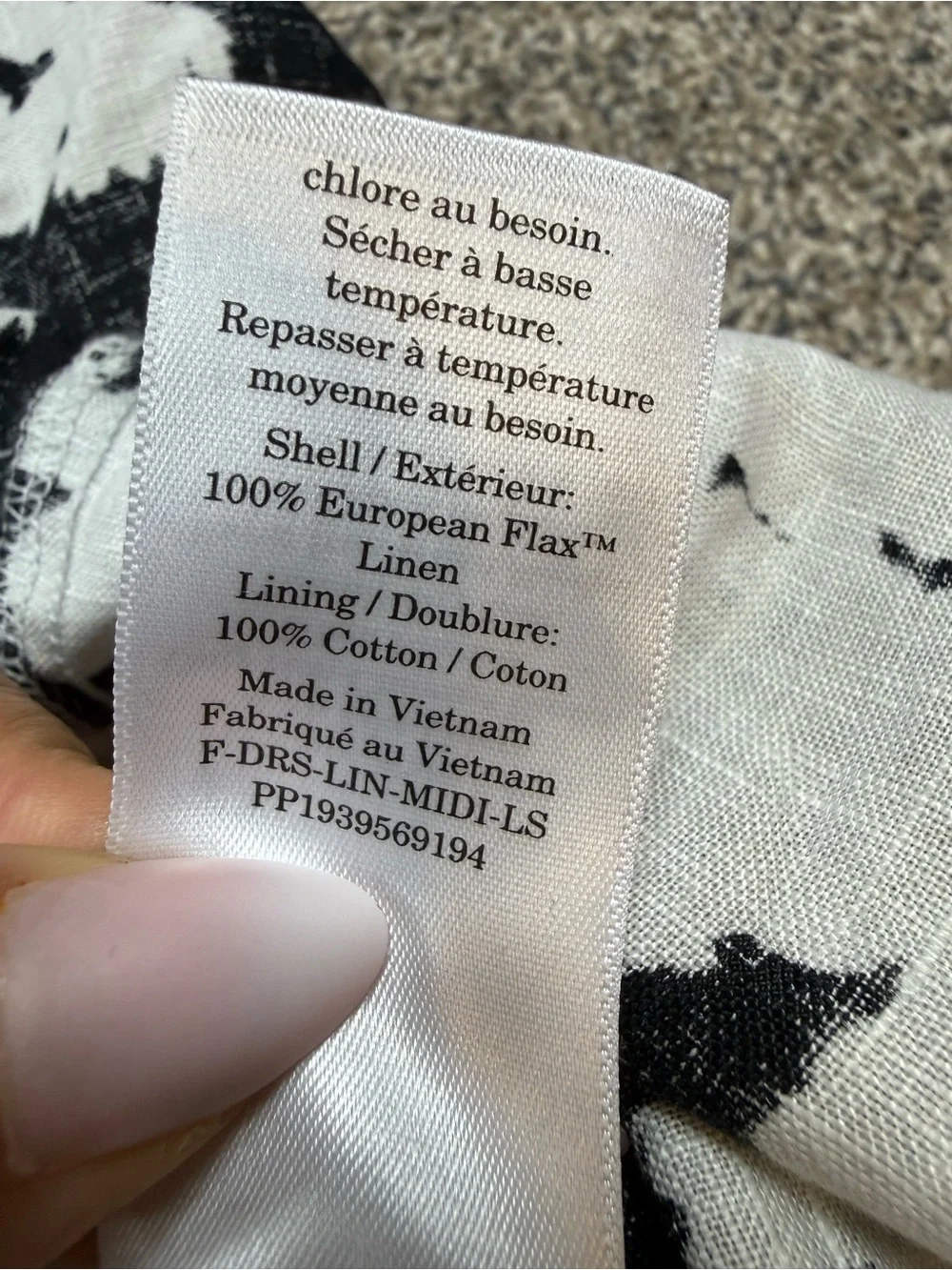 Everlane Black & White Floral Linen Midi Dress